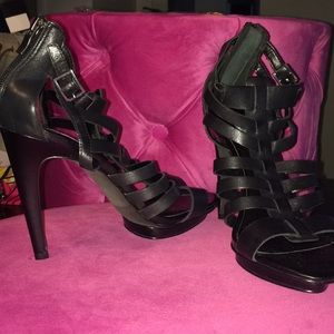 Saks Fifth Avenue Sexy Black strappy stilettos